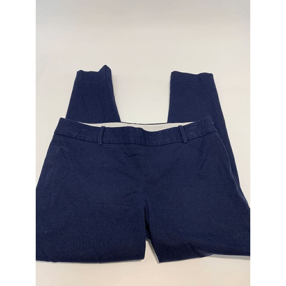 J. Crew Women's Flat Front Mid Rise Tapered Chino Navy Pants Size 10